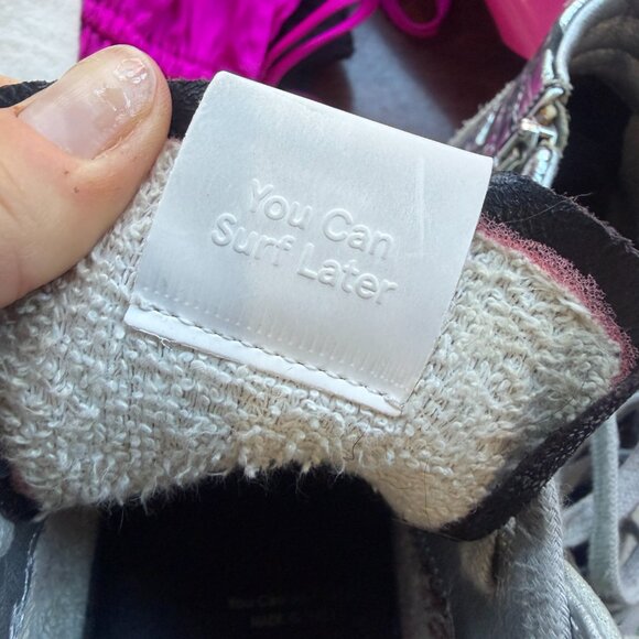 P448 Skate High Top Sneakers Silver & Green Faux Snakeskin Pattern Size 39 / 9 - Picture 10 of 11